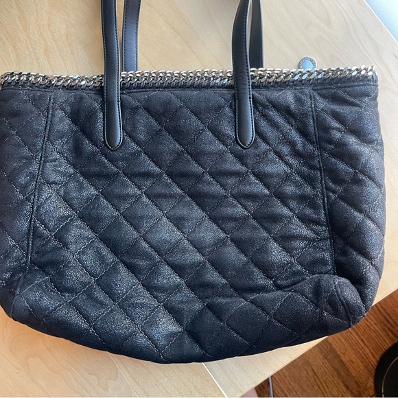 Stella McCartney Falabella black quilted tote with silver chain hardware vegan - Picture 4 of 16